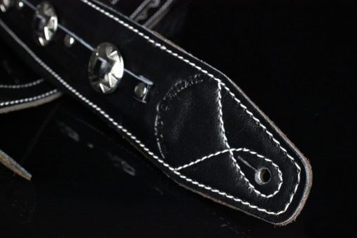 Walker & Williams C-44 Concho Double Padded Premium Black Leather Strap 3.5" | SKU: WW-C44-BLK