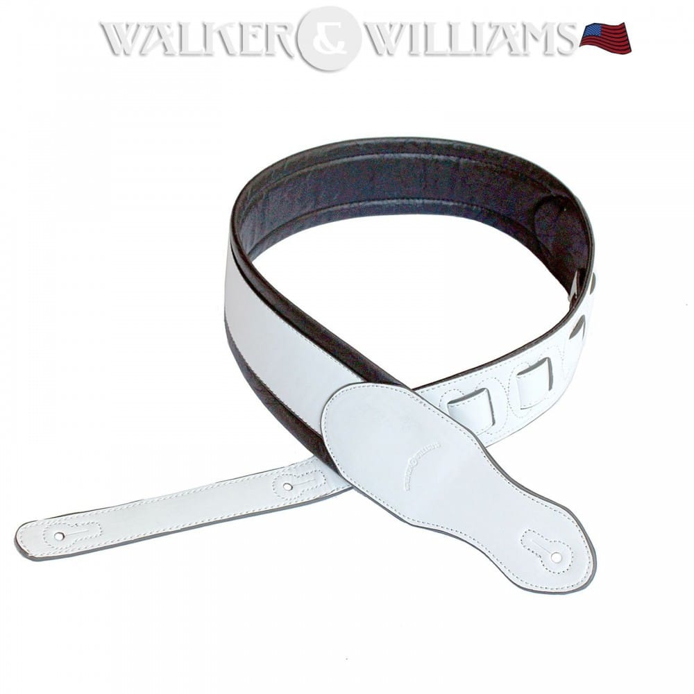 Walker & Williams G-08 White Padded Guitar Strap Ultra Soft Garment Leather Back | SKU: WW-G08-WHT