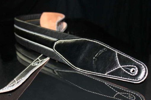 Walker & Williams C-21 Premium Black Padded Leather Guitar Strap | SKU: WW-C21-BLK