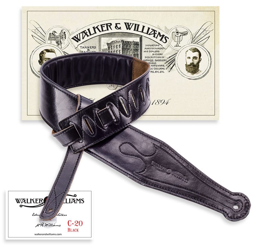 Walker & Williams C-20 Black Leather Gothic Padded Strap