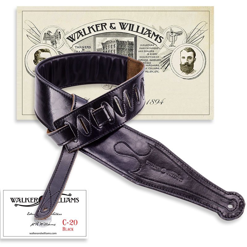 Walker & Williams C-20 Black Leather Gothic Padded Strap