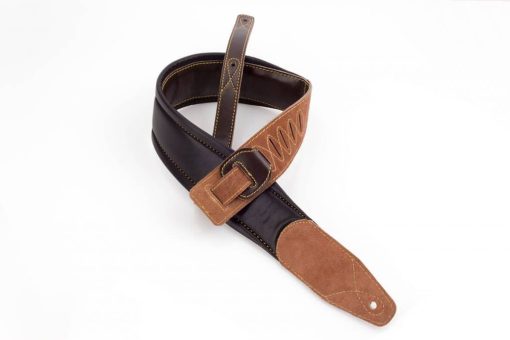 Walker & Williams C-22 Extra Wide Double Padded Premium Dark Brown Leather Guitar Strap