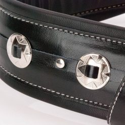 Walker & Williams C-44 Double Padded Premium Black Leather Strap with Conchos