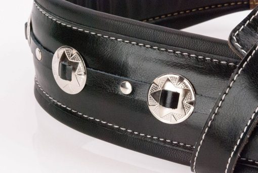 Walker & Williams C-44 Double Padded Premium Black Leather Strap with Conchos