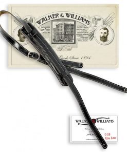 Walker & Williams Vintage Slash Strap Premium Black Leather Extra Long Up To 61