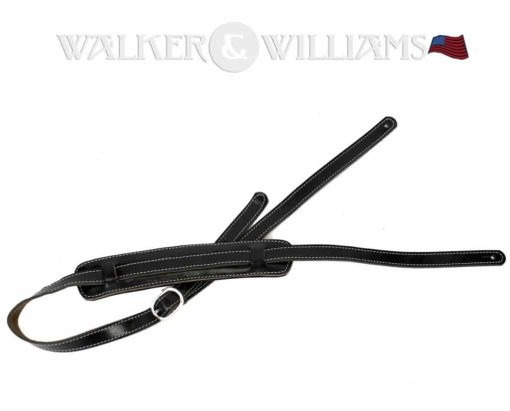 Walker & Williams Vintage Slash Strap Premium Black Leather Extra Long Up To 61" | SKU: G-02-GLS-BLK