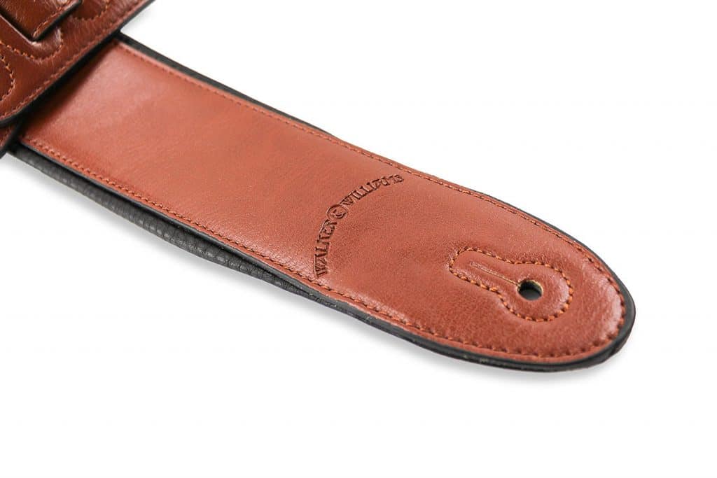 Walker & Williams G-54 Chestnut Brown Padded Guitar Strap – Soft Glove Leather Back, USA Made