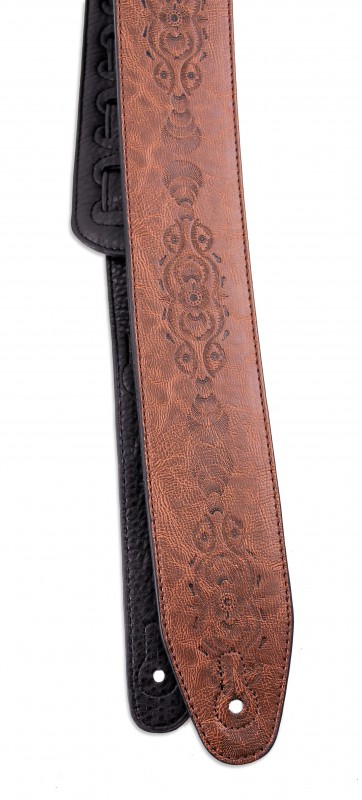 Walker & Williams G-504 Java Brown Tooled Leather Strap with Padded Glovesoft Back