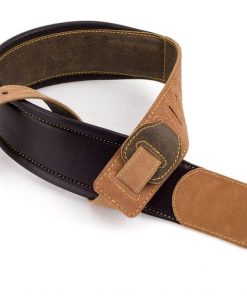 Walker & Williams C-22 Extra Wide Double Padded Premium Dark Brown Distressed Leather Guitar Strap