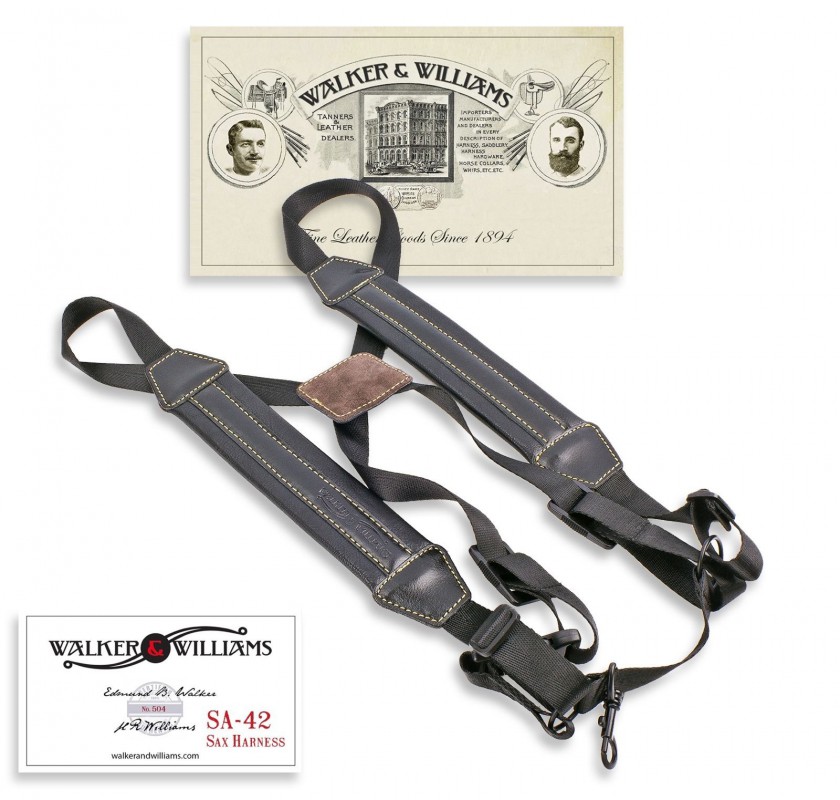 Walker & Williams SA-42 Premium Leather Padded Saxophone Harness Bari Tenor Alto