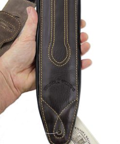Walker & Wllams C-35 Custom Black Premum Top Gran Leather Padded Gutar Strap Wth Metal