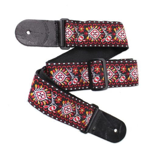 Walker and Williams H-22 Vintage Series Red Hendrix Hootenany Woven Hippie Strap with Leather Ends