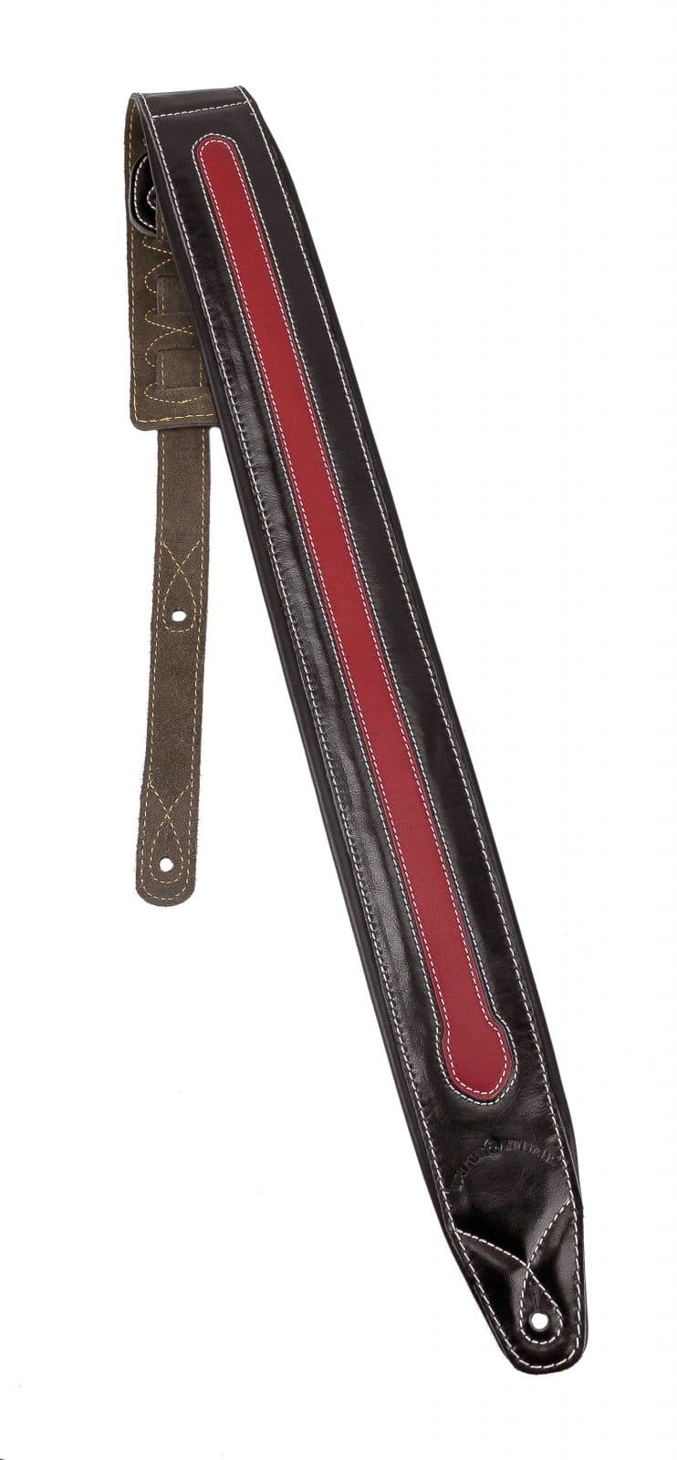C-34 Black and Red Double Padded Premium Leather Strap - Walker & Williams