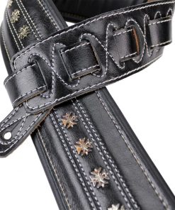 Walker & Williams C-35 Black Premium Leather with Studs Double Padded Strap