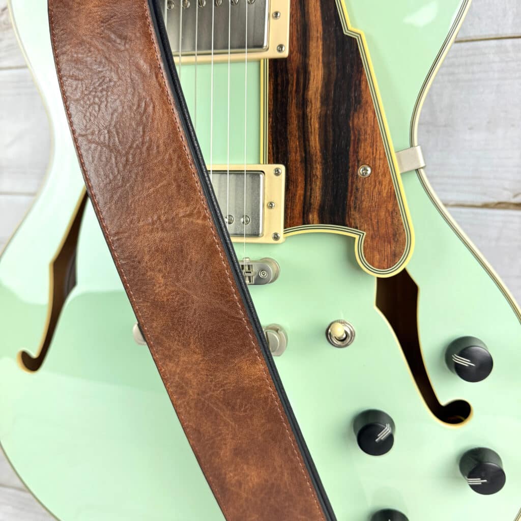 thumbnail image 2 of Walker & Williams G-01 Bright Chestnut Padded Guitar Strap – Glove Leather Back (USA Made) 2 of 6