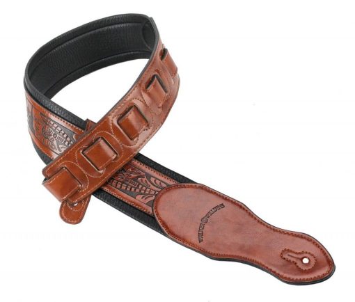 Walker & Williams G-114 Chestnut Brown Strap with Embossed Tooling and Padded Back