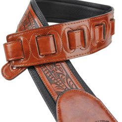 Walker & Williams G-114 Chestnut Brown Strap with Embossed Tooling and Padded Back