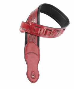 Walker & Williams G-116 Deep Red with Embossed Tooling & Padded Glovesoft Back