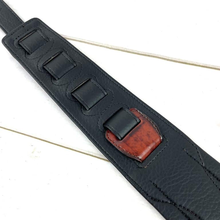 Walker & Williams GB-101 Bourbon Brown Padded Leather Guitar Strap - Handmade, Live Oak Pattern, 2.75" Wide