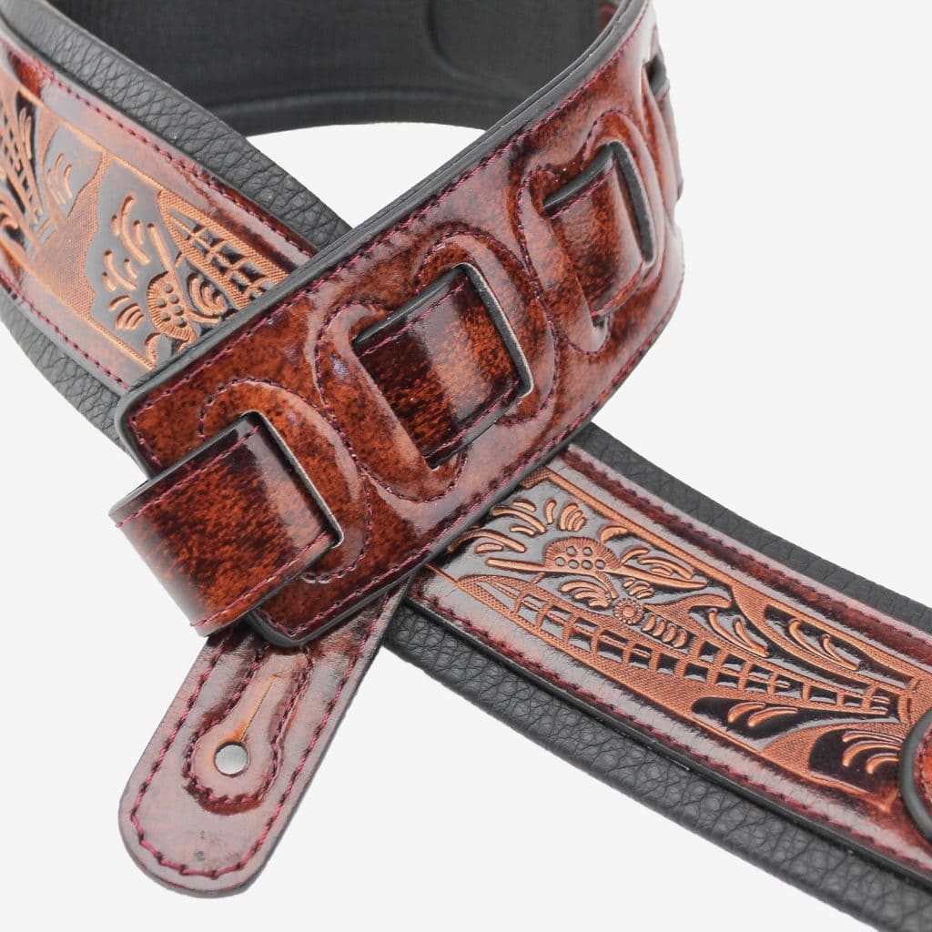 GB-101 Bourbon Brown Padded Leather Strap with Live Oak Pattern