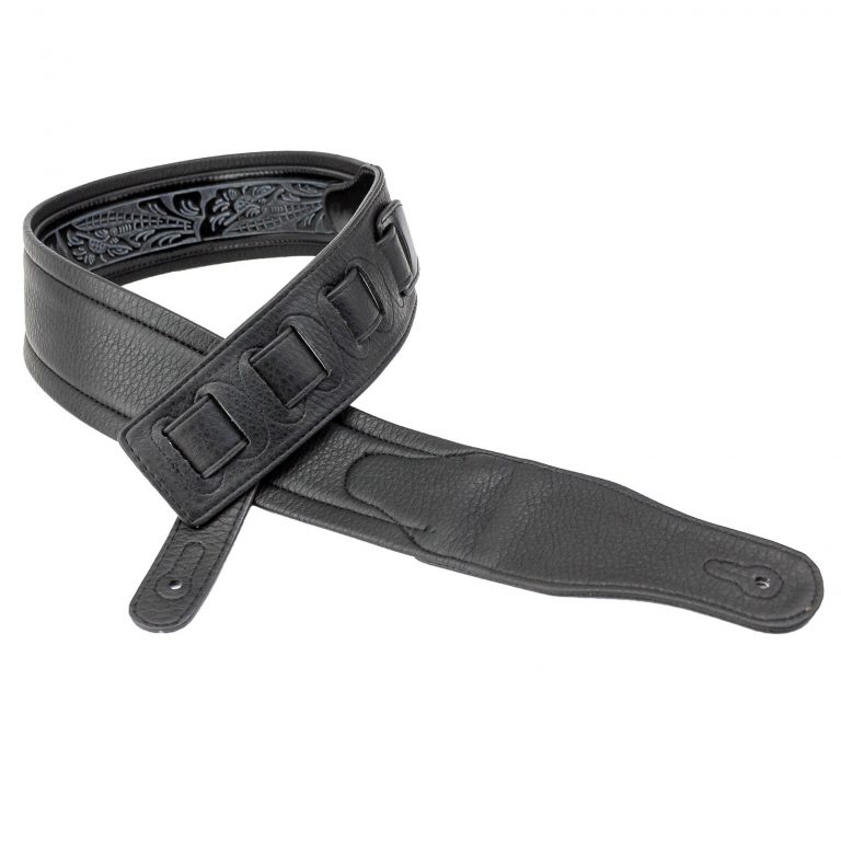 GB-102 Black Padded Leather Strap with Live Oak Pattern - Walker & Williams