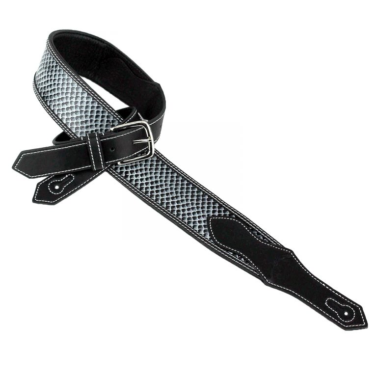 thumbnail image 2 of Walker & Williams DLX-215 Padded Leather Strap - Antiqued Black With Metal Studs, 2.5" Wide 2 of 13