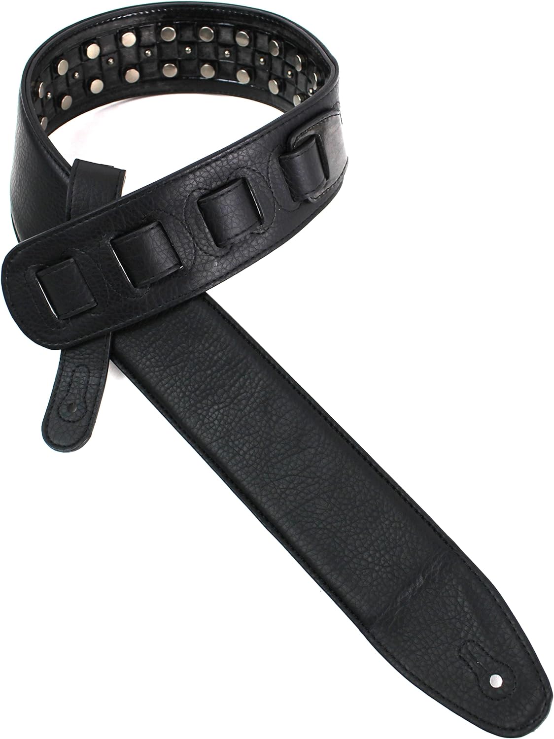 thumbnail image 2 of Walker & Williams DLX-215 Padded Leather Strap - Antiqued Black With Metal Studs, 2.5" Wide 2 of 13