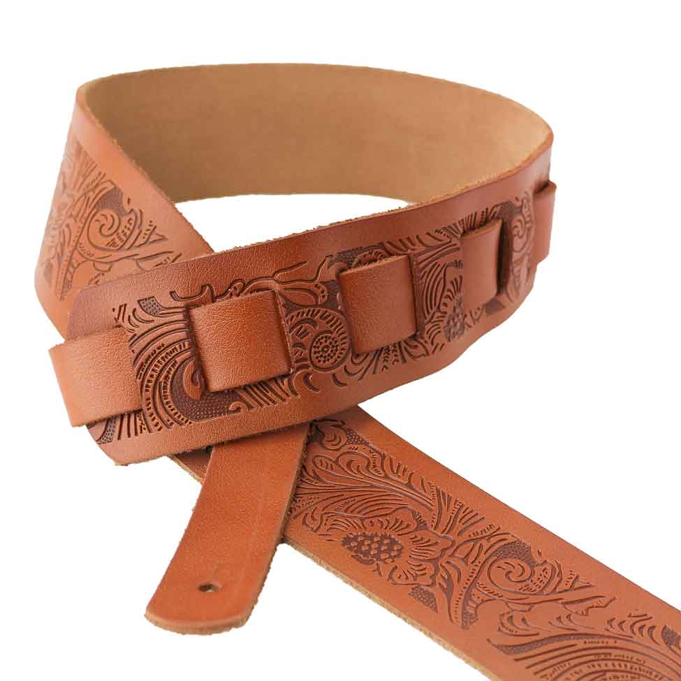 SP-73 Saddle Tan Italian Leather Strap with Live Oak Tooling - Walker ...