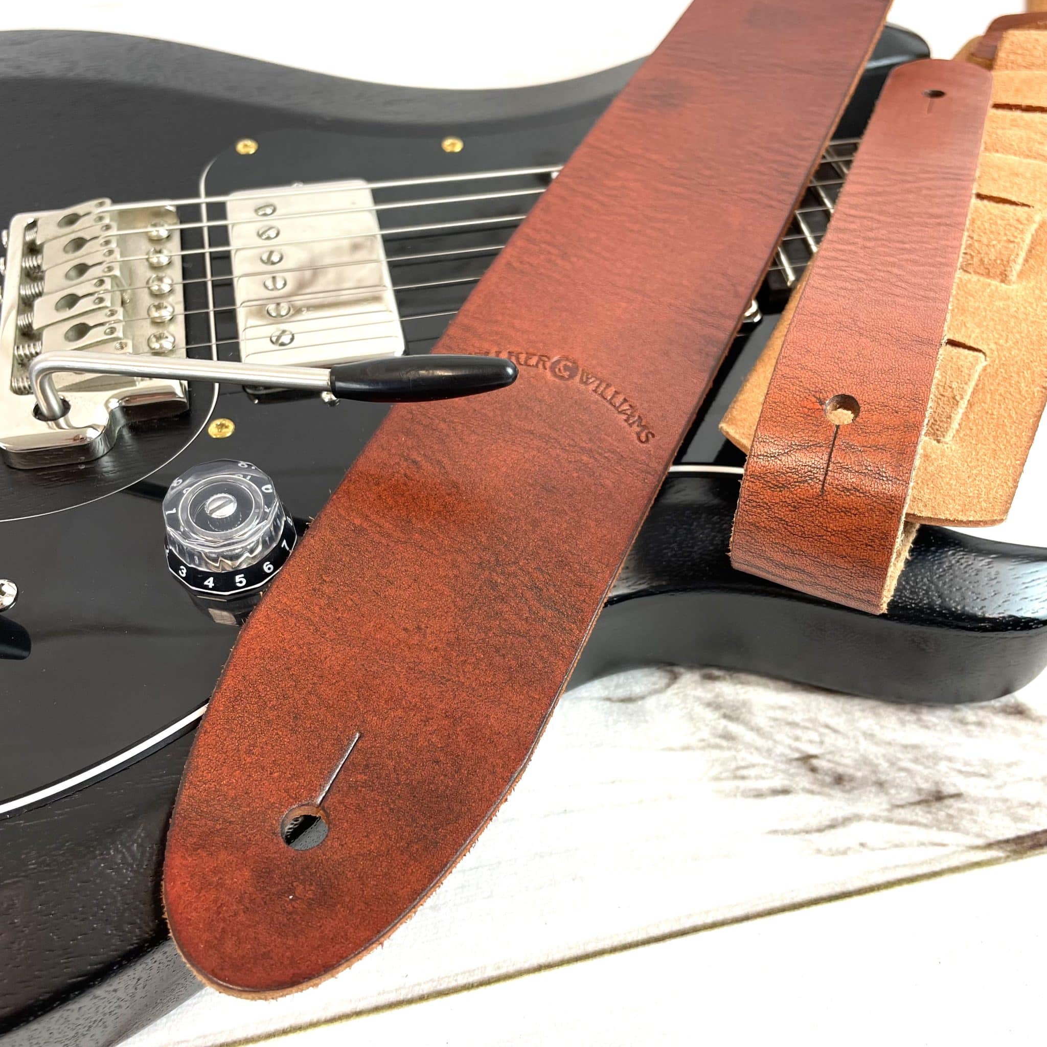 Walker & Williams C-22-DBLK Distressed Black Leather Strap With Double Padding
