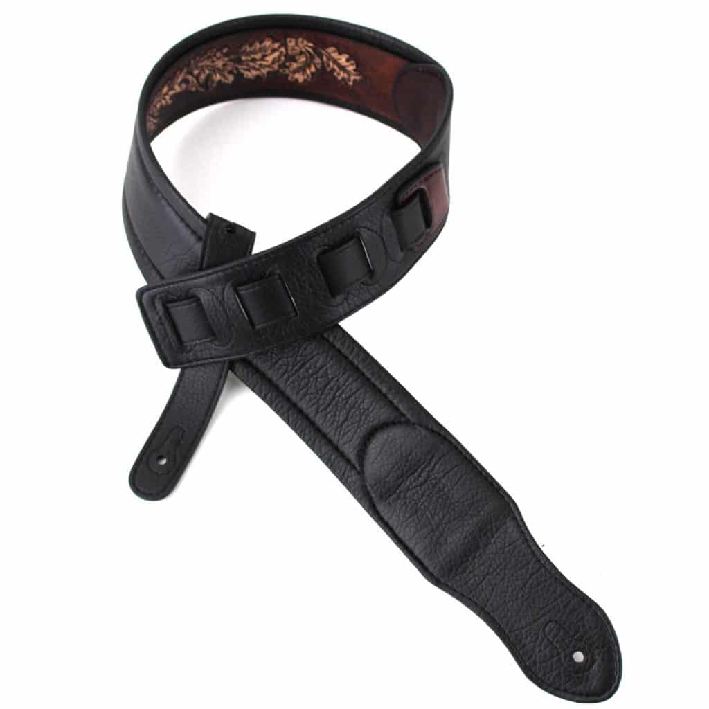 thumbnail image 2 of LIF-03 Weathered Dark Brown Padded Leather Strap With Traditional Live Oak Tooling - Walker And Williams 2 of 14