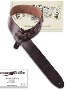 thumbnail image 2 of Walker & Williams KB-02-BRN Rustic Brown Leather Guitar Strap – Padded – Skull & Cross Design 2 of 6