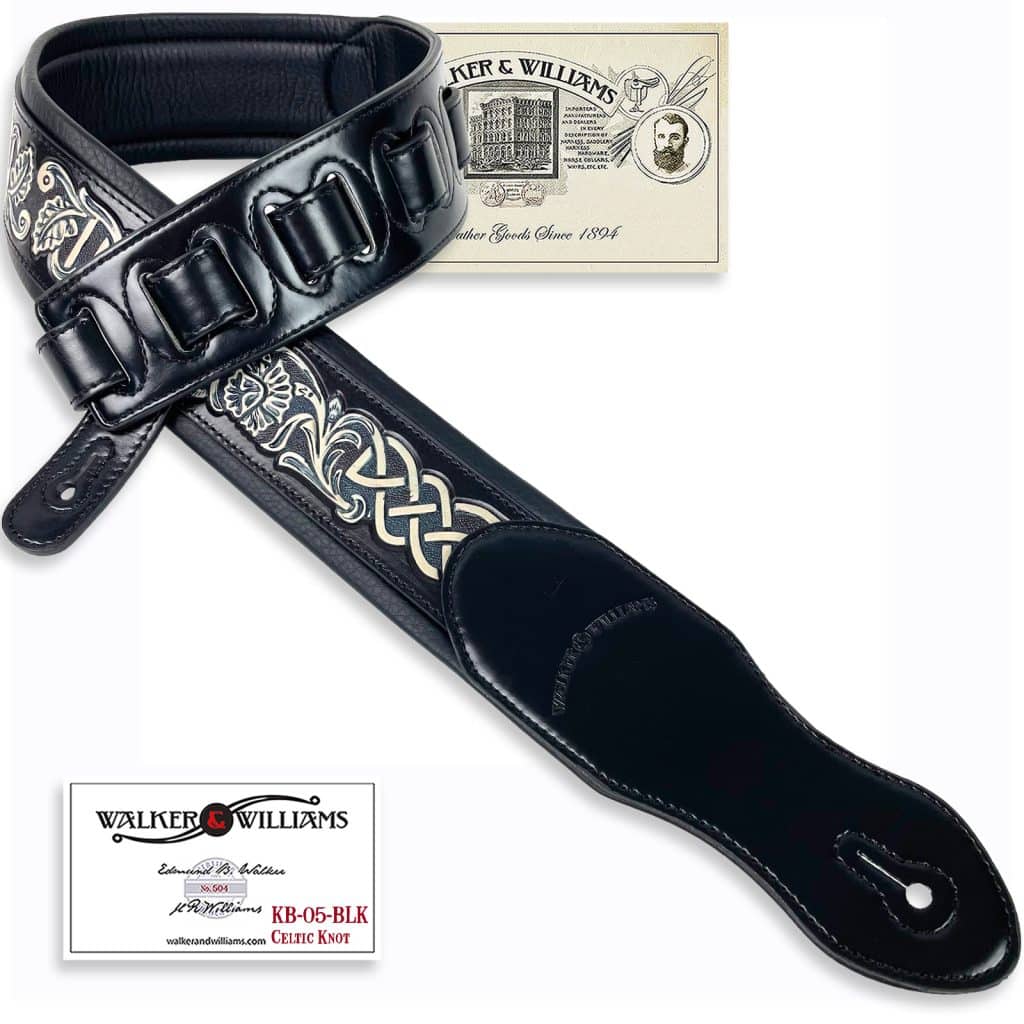 thumbnail image 2 of LIF-03 Weathered Dark Brown Padded Leather Strap With Traditional Live Oak Tooling - Walker And Williams 2 of 14