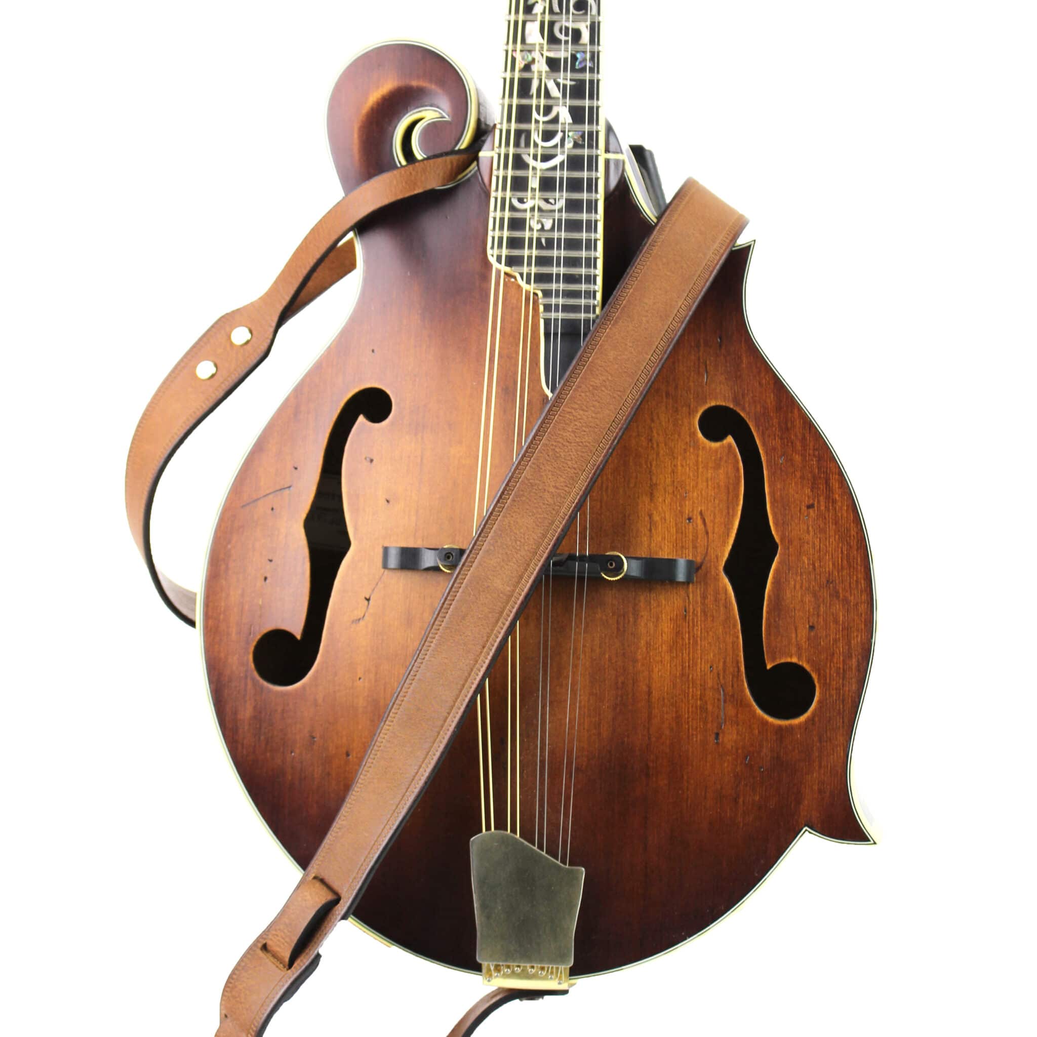 Mandolin Strap A Style Walker & Williams M-78-BLK Premium Handmade Soft Black 100% Leather Mandolin, Mandola, Bouzouki Or Uke Strap For F And A Type Mandolins Ukulele Strap