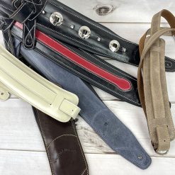 thumbnail image 2 of Walker & Williams F-12-C Cognac Brown Gator Guitar Strap | 3" Wide Padded Leather | USA Made 2 of 5