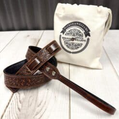 M-21-BRN Bourbon Brown Leather Premium Padded Mandolin Strap With Sheridan Design