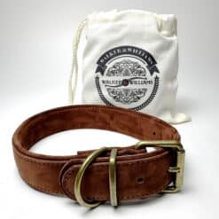 Ol' Henry LC-70 Padded Premium Nubuck Leather Dog Collar In Fawn Brown