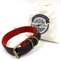 Ol' Henry LC-80 BLK/RD Padded Premium Red Nubuck And Grain Leather Dog Collar