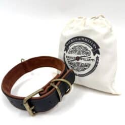 Ol' Henry LC-80 BLK/BRN Padded Premium Nubuck And Grain Leather Dog Collar
